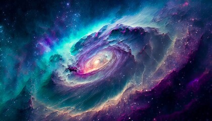 Distant galaxy with swirling nebulas