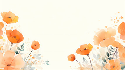 Obraz na płótnie Canvas Orange wild floral background with watercolor