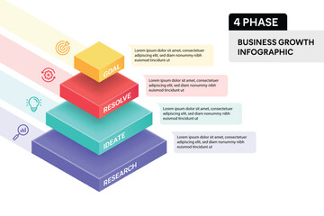 4 Step Pyramid Infographic. Business Process Concept. 3D Design Vector illustration.