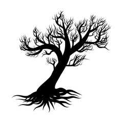 vector silhouette illustration of a tree without leaves
