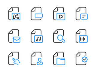 Document vector line icons. File data and Configurations outline icon set.