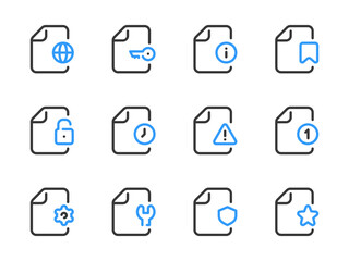 Fototapeta premium Document vector line icons. File data and Configurations outline icon set.