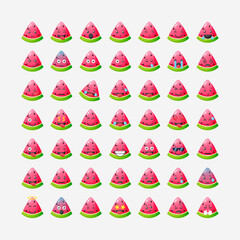 Cute watermelon with emoticon vector icon illustration