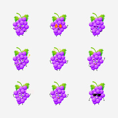 Cute grape character vector illustration