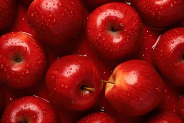Apple fruits flat lay background. Fresh red apples from the market. Tasty and juicy. Summer freshness fruits. Healthy eating, raw food, vegan vitamins food concept