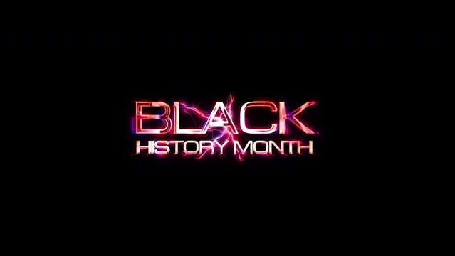 Black history month glow pink neon abstract Lightning text animation on black abstract background  