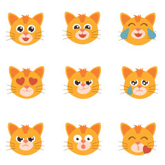 Obraz premium Cute Cat Emoticon Set