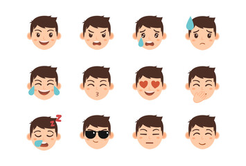Cute Boy Emoticon Set