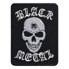 Black Metal embroidered patch. Skull Pentagram inverted cross Baphomet Satan 666. Accessory for rockers, metalheads, punks, goths.