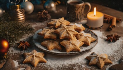 christmas cookies and candle
