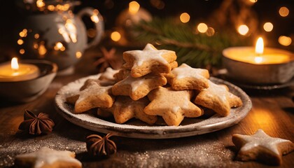 christmas cookies and candle