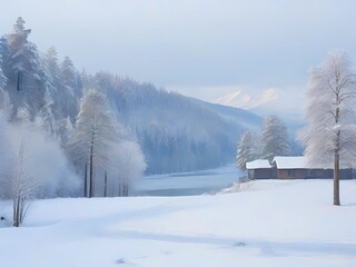 winter landscape with snow