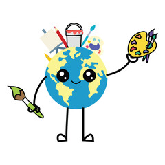 Flat world art day Vector and illustration Background Design, International artists day banner design, Flat World Art Day Vector t-shirt Creative Kids.