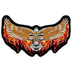 Embroidered patch eagle with spread wings. Accessory for rockers, metalheads, punks, goths.
