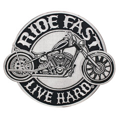 Embroidered patch ride fast, live hard. Motorcycle. Accessory for bikers, rockers.
