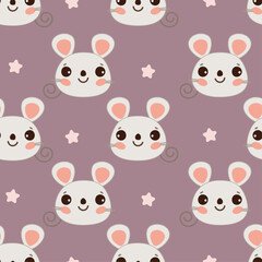 vector seamless pattern with cute mouse