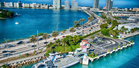 Miami, Florida. Wonderful coastal colors with skyscrapers and ocean