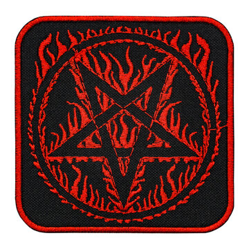 Embroidered patch pentagram, Baphomet. Occult symbolism. Satan Lilith 666 Devil. Accessory for rockers, metalheads, punks, goths.