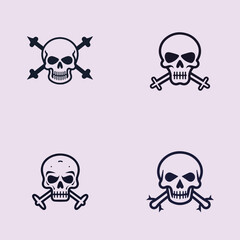 simple outline icon skull with cross bone Illustration eps 10 