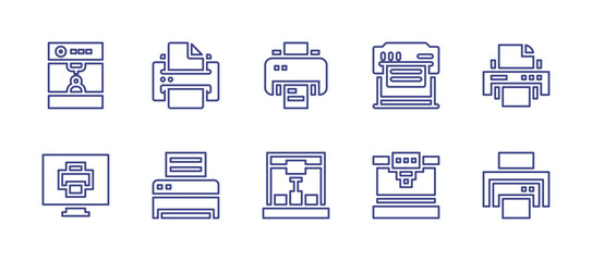 Printer line icon set. Editable stroke. Vector illustration. Containing 3d printer, printer.