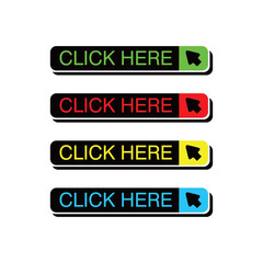click here button design. cursor sign and symbol.