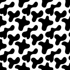 Vector design of cow skin seamless pattern with smooth black and white texture. Flat illustration.
