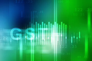 2d rendering GST Tax India with business graph
