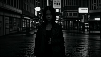 Fototapeta premium woman walking in the night