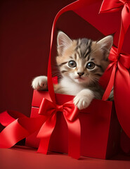 kitten in a christmas gift
