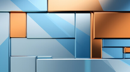 An arrangement of blue and bronze metallic squares with a mix of matte and shine.