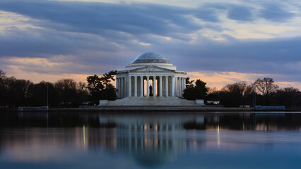 Thomas Jefferson Memorial At Sunset Reflecting in Water