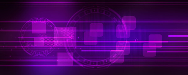 2d illustration Abstract futuristic electronic circuit technology background