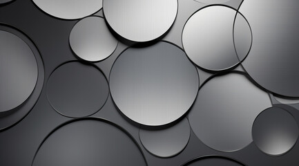 Shiny metal circles in a random oreder creating a sleek and modern abstract design.