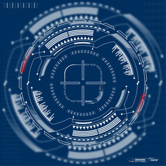 abstract technology ui futuristic concept hud interface hologram elements of digital data chart, communication, computing and circle percent vitality innovation on hi tech future design background