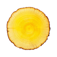 front view yellow poplar tree slice cookie isolated on a white transparent background 