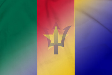 Cameroon and Barbados national flag international negotiation BRB KHM - obrazy, fototapety, plakaty