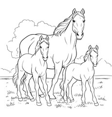 Horses in the wild coloring page - coloring book