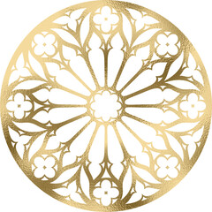 Rosette, Mandala in gold, transparenter Hintergrund