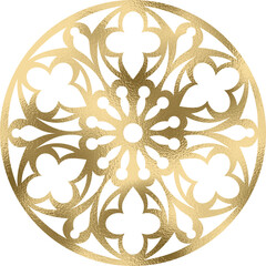 Rosette, Mandala in gold, transparenter Hintergrund