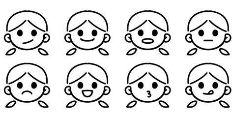 Cartoon images of faces with various expression