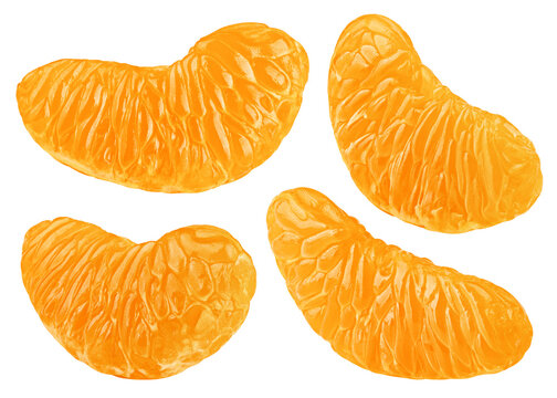 Mandarin lobule isolated on white background, clipping path, full depth of field