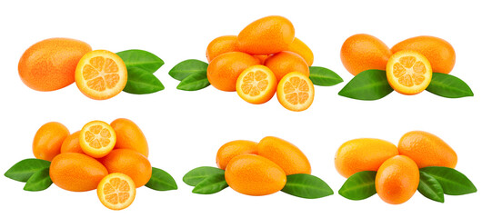 kumquat isolated on white background, clipping path, full depth of field