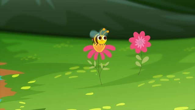Honey Bee Sits On Flower