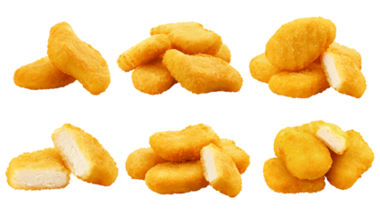 Nuggets isolated on white background, clipping path, full depth of field