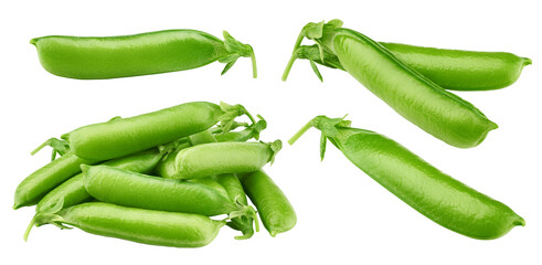 green Pea pod, isolated on white background, clipping path, full depth of field