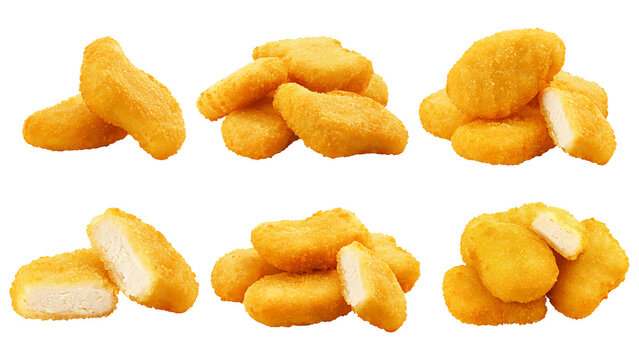 Nuggets isolated on white background, clipping path, full depth of field