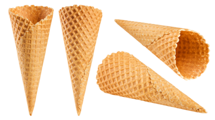 Empty ice cream cone, isolated on white background, clipping path, full depth of field