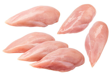 Raw chicken breast, fillet, isolated on white background, clipping path, full depth of field