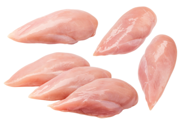 Raw chicken breast, fillet, isolated on white background, clipping path, full depth of field