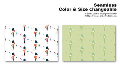 おもちゃの兵隊をモチーフにした背景パターン、シームレス、グラフィック素材